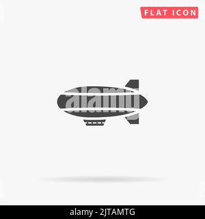 Airship flat vector icon. Hand drawn style design illustrations. Stock Vector