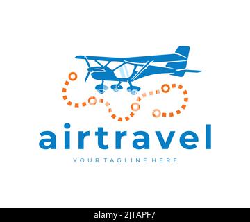 Airplane, plane, flying club and air travel, logo design. Flights, travel, aviation and airport, vector design and illustration Stock Vector