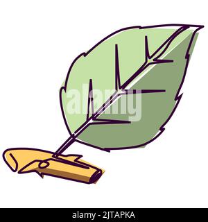 Continuous single line drawing of a green leaf. Simple flat colored drawing for natural and environmental design concept Stock Vector