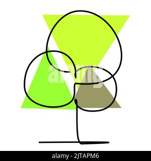 Continuous single line drawing of a green leaf. simple flat colored drawing for natural and environmental design concept Stock Vector