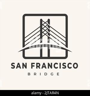 San Francisco gate bridge illustration famous building gate bridge architecture logo design.templates,symbols,icons Stock Vector