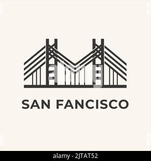 Vector design Illustration of San Francisco gate bridge famous building architecture bridge logo design.symbol,icon Stock Vector