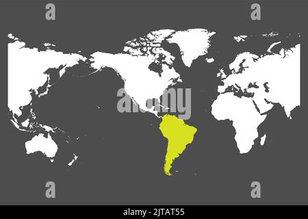 South America continent green marked in World map Stock Vector