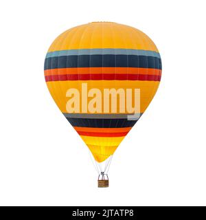 yellow balloon with horizontal stripes isolated on white Stock Photo