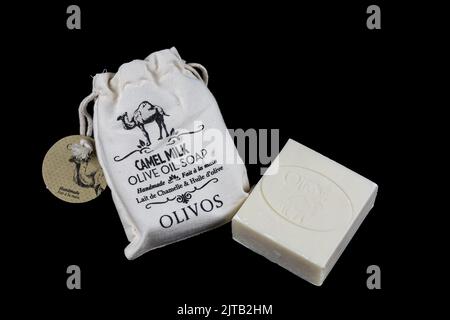 Camel Milk Olive Oil Hard Soap, OLIVOS brand. Stock Photo