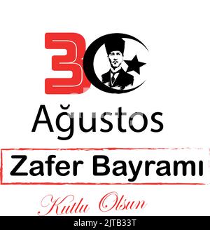 August 30 Victory Day Celebration Banner Design, Happy Victory Day, Republic of Turkey Stock Vector