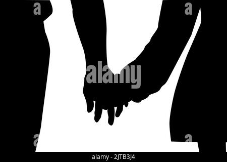 Silhouette of romantic couple holding hands Stock Vector