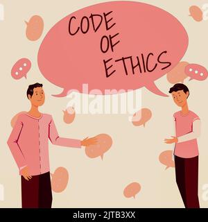 Sign displaying Code Of Ethics. Business concept Moral Rules Ethical Integrity Honesty Good procedure Multiple Heads Conttected Showing World Globe Stock Photo