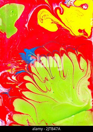 A hand painted abstract with very bright colors and made from special inks. It appears to be shot through a microscope but it wasn't. Stock Photo