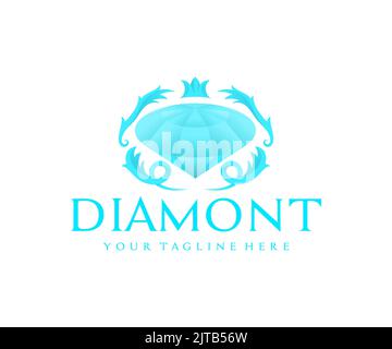 Diamond, brilliant, gemstone and jewelry, logo design. Fashion, beauty, style and accessories, vector design and illustration Stock Vector