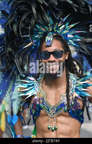 London, UK, 29/08/2022, London, UK. August 29, Thousands attends The Notting Hill Carnival 2022 beautiful carnival  people, great food and a very peaceful community for all to enjoy. Stock Photo