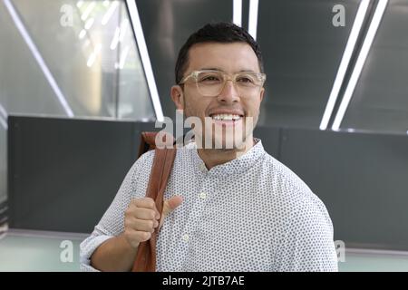Handsome man wearing modern eyeglasses Stock Photo