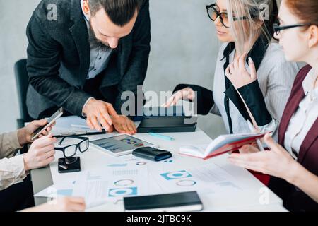 data analysis business team discussion teamlead Stock Photo