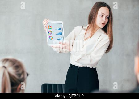 data analysis business matters teamlead tablet Stock Photo