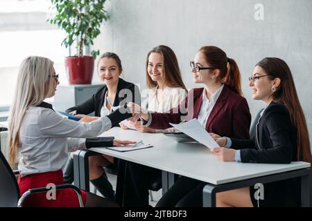 corporate employment hr manager woman applicant Stock Photo