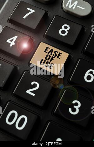 Text caption presenting Ease Of Use. Business concept User friendly easy to operate simple technology for everybody Businesswoman Pointing Important Stock Photo