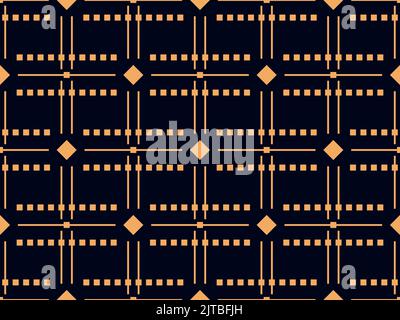 Art deco seamless pattern in a linear style. Golden lines on a black background. Geometric retro ornament design for print, posters and promotional it Stock Vector