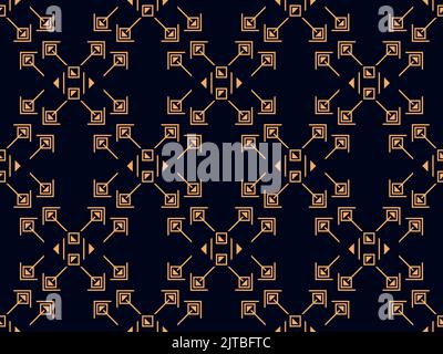 Art deco seamless pattern in a linear style. Golden lines on a black background. Geometric retro ornament design for print, posters and promotional it Stock Vector
