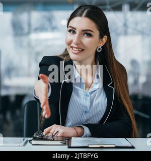 confident company headhunter welcome workplace Stock Photo