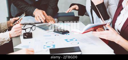 business discussion office briefing team graphs Stock Photo