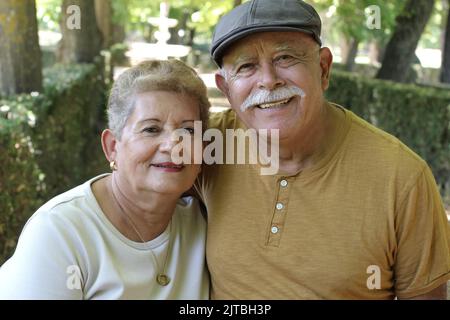 Senior citizens falling in love Stock Photo