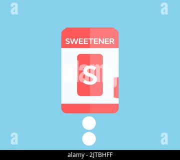Box sweetener adding tablets logo design. Sugar, zucker, sugar cubes. Sweetener container vector design and illustration. Stock Vector