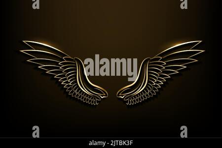 3d wings gold logo vector Stock Vector
