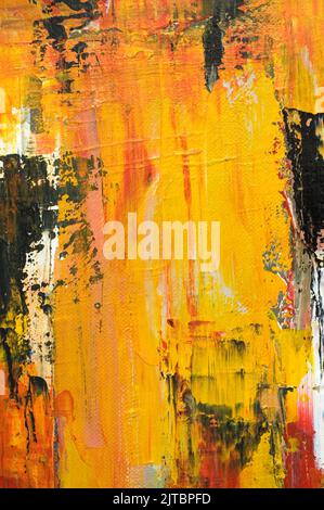 Macro of Colorful Yellow and Red Paint on Canvas Vertical Stock Photo