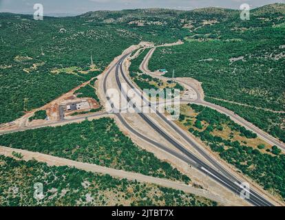 Expressway on the Peljesac peninsula under construction Stock Photo