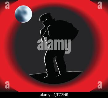thief with bag of money Stock Vector