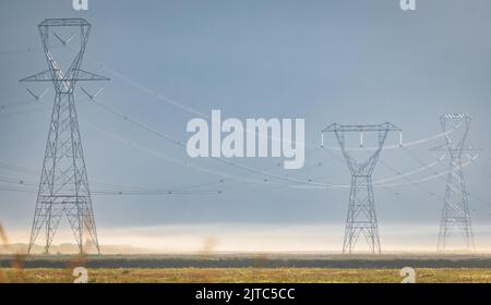High voltage transmission lines passing near to housing, West Midlands ...