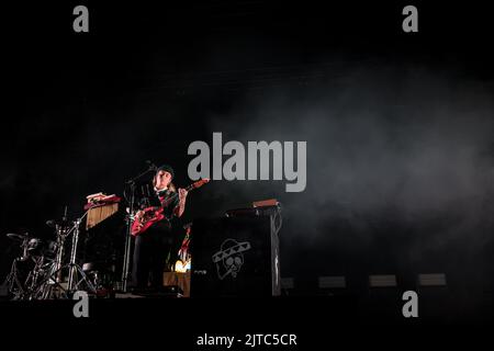 The gender fluid singer-songwriter Tash Sultana performs live during the TOdays festival in Turin Stock Photo