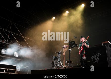 The gender fluid singer-songwriter Tash Sultana performs live during the TOdays festival in Turin Stock Photo