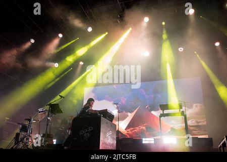 The gender fluid singer-songwriter Tash Sultana performs live during the TOdays festival in Turin Stock Photo