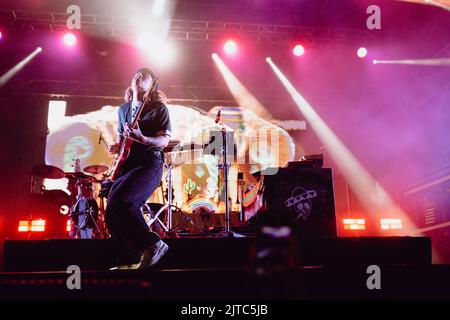 The gender fluid singer-songwriter Tash Sultana performs live during the TOdays festival in Turin Stock Photo