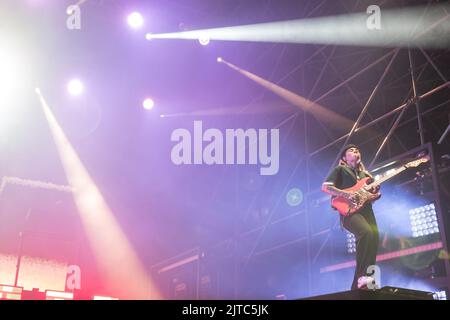 The gender fluid singer-songwriter Tash Sultana performs live during the TOdays festival in Turin Stock Photo