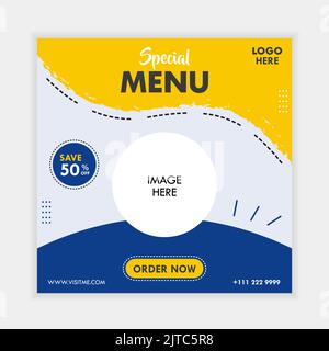 Food Outlet Social Media Post Design Template Square Banner Promo Offer Business Marketing Advertising Stock Vector