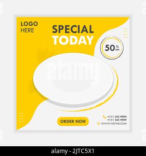 Food Banner Social Media Post Design Template Square Flyer Poster Offer Premium Business Marketing Stock Vector