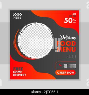 Bakery Cafe Food Social Media Post Square Banner Design Discount Promotion Marketing Web Template Stock Vector