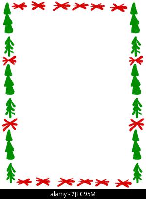 Hand drawn Christms frame with red green traditional ornaments and ...