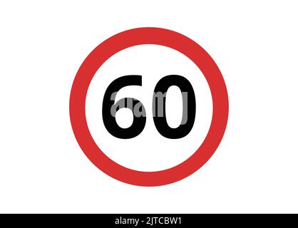 Speed limit 60 sign. Traffic signal vector. Stock Vector