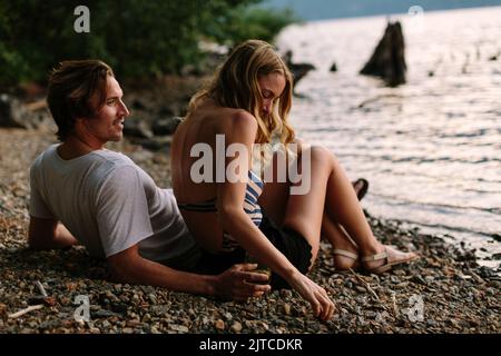 A young couple enjoys vacation Stock Photo