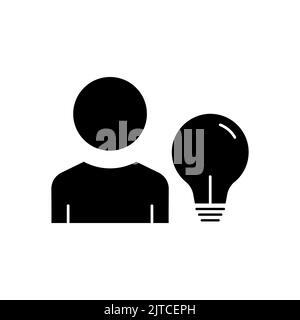 People icon with light bulb. icon related to idea, discussion, business. Glyph icon style, solid. Simple design editable Stock Vector