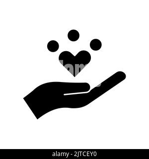 People icon with heart and hand. icon related to diversity, togetherness. Glyph icon style, solid. Simple design editable Stock Vector