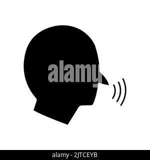 Head people icon with voice. icon related to discussion, talk. Glyph icon style, solid. Simple design editable Stock Vector