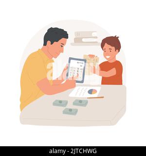 Homeschool budget isolated cartoon vector illustration. Parent counting on calculator, create home budget, financial planning, education expenses, preparation for homeschooling vector cartoon. Stock Vector