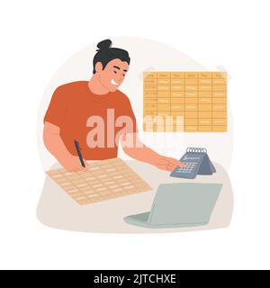 Create daily schedule isolated cartoon vector illustration. Parent prepares study plan with calendar, create lesson schedule, daily learning activity, homeschooling preparation vector cartoon. Stock Vector