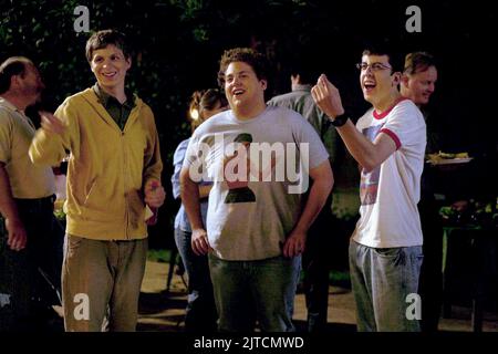 MICHAEL CERA, JONAH HILL, CHRISTOPHER MINTZ-PLASSE, SUPERBAD, 2007 Stock Photo