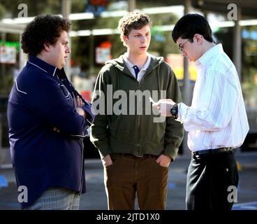 JONAH HILL, MICHAEL CERA, CHRISTOPHER MINTZ-PLASSE, SUPERBAD, 2007 Stock Photo