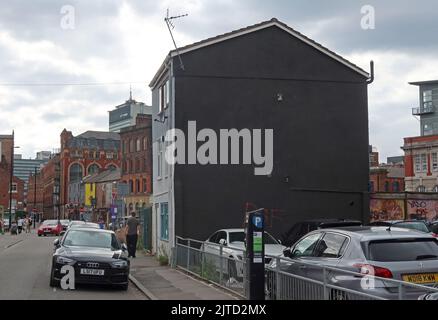 Port Street, Manchester, site of former Ian Curtis mural, by Akse P19, painted over by rapper Aitch record label August 2022, NQ4, England, UK Stock Photo